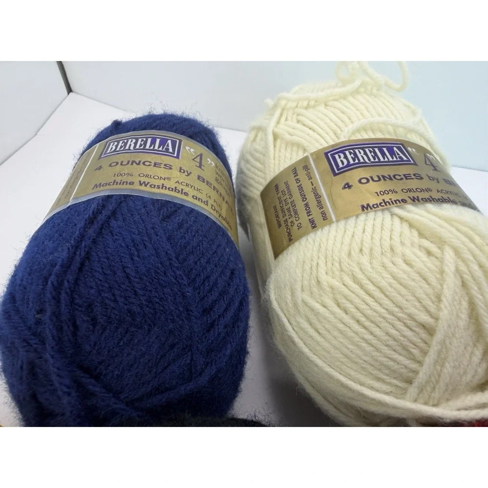 Bernat Berella 4 Knitting Worsted Gauge 100% Orlon Acrylic Lot 5 Gold Natural +